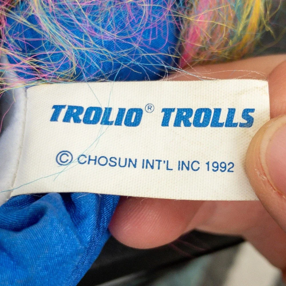 VTG Trolio Trolls Slippers Toddler Age 3Y+ Blue 90s Rainbow Hair Bow Tie